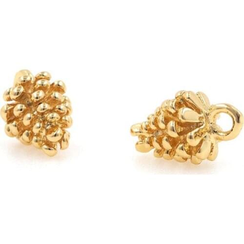 10PCS Pine Cone Pendant Squirrel Pine Cone Necklace Golden Pendant DIY Jewelry Making Accessories 7.6x12.4mm