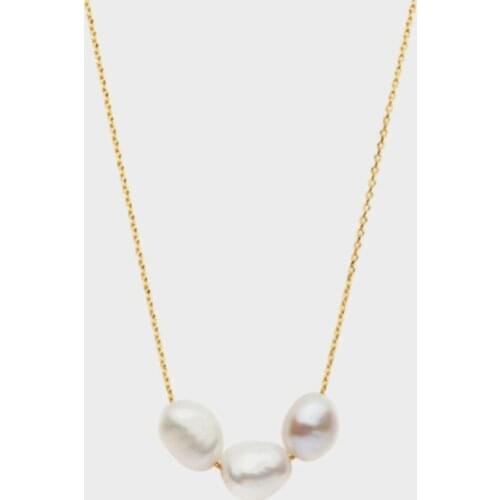 2020 simples classtic necklace Freshwater baroque pearl pendant necklace Italian stainless steel chain necklace for women gift