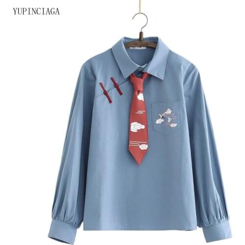 2021 Summer Retro Chinese Style Womens Tops And Blouses Cotton Turn-down Collar Loose Sweet Girls Shirt 2113544