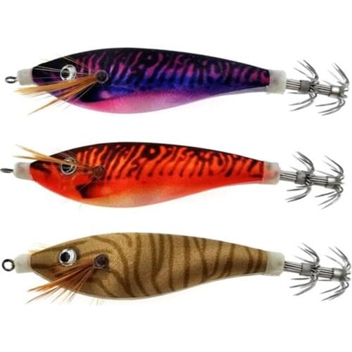 3Pcs Artificial Squid Jigs Squid Hooks Jigs Lure Fishing Octopus Cuttlefish Shrimp Fishing Lure