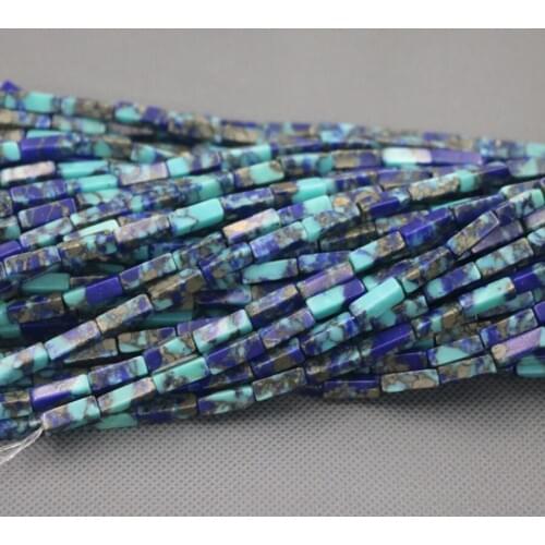 4x14mm Cingesto Natural Blue Jasperes GemsStone Beads for Jewelry Making, 2Strands Women Fashion Necklace DIY Making Accessories