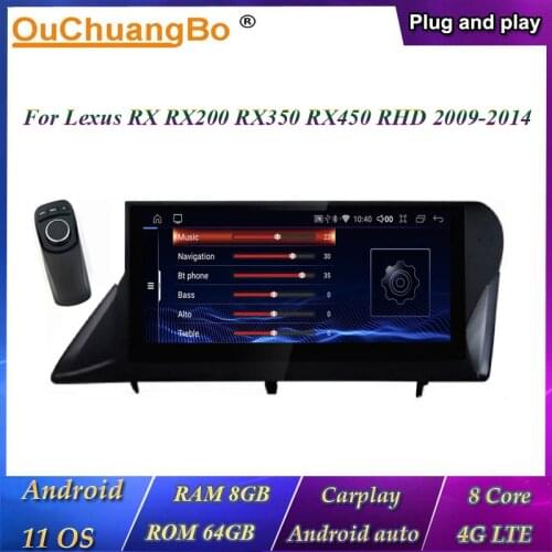 Ouchuangbo 10.25 Inch IPS Screen Car GPS Radio Tape For Lexus RX270 RX350 450h 2009-2014 RHD With 8 Core 4GB 64GB Android10 OS