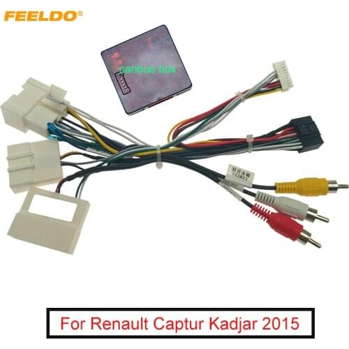 FEELDO Car Audio 16PIN DVD Player Power Calbe Adapter With Canbus Box For Renault Captur Kadjar 2015 Stereo Plug Wiring Harness