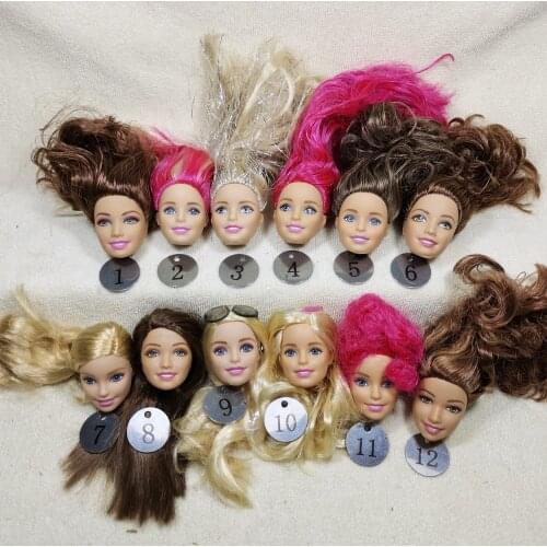 B20-4 Original Foreign Trade European Beauty1/6 OOAK NUDE Doll Head Mussed Long Hair for DIY Soft PVC Head with Fitting 90%NEW A