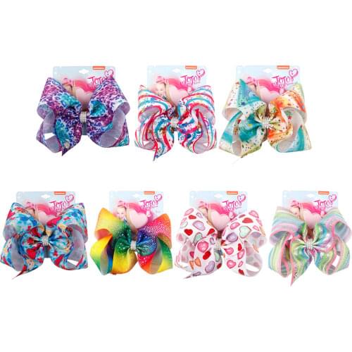 8" Jojo Siwa Jojo Bows Large Hair Bows for Girls Valentines Day Hair Clips Fashion Rhinestone Hairgrips Kids Hair Accessories