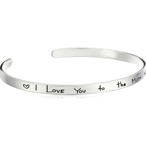 Couple Bracelet " I Love You to the Moon and Back " Letter Engraved Bracelet Girlfriend Bracelet Best Birthday Jewelry Gift