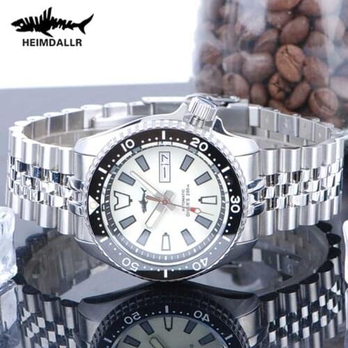 Heimdall Sharkey Top Brand Automatic Watch Mens NH36 Sapphire Mechanical Retro Diving Watch 200m Full Surface C3 Super Luminous