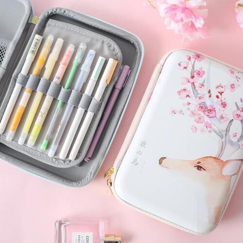 Kawaii Art Pen School Pencil Case Pink Makeup Brush Bag Box Pouch Large Capacity Office Student Supplies Korea Stationery Kpop