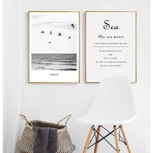 No Frame Black and White Nature Sea Scenery Pictures Nordic Poster Wall Art Hd Print Canvas Painting for Bedroom Home Decoration