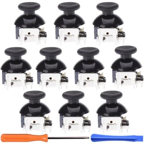 10sets Black Repairing 3D Analog Joystick+Thumbstick Rocker Mushroom Cap Module For Microsoft Xbox 360