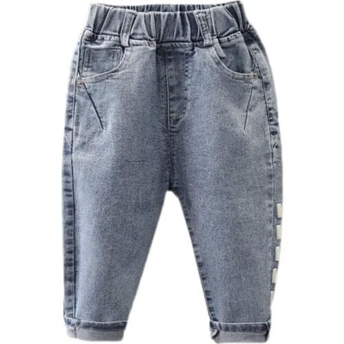 Kids Boys Clothes letter Jeans Classic Pants Children Denim Clothing Trend Long Bottoms Baby Boy Casual Trousers 2-7Y