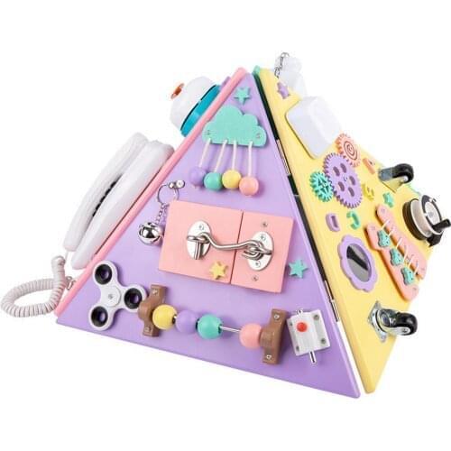 Children Pyramid Busy Boards Montessori Toy Wood Lock Box Ability Training Cognitive Method Activity Board Education Toys