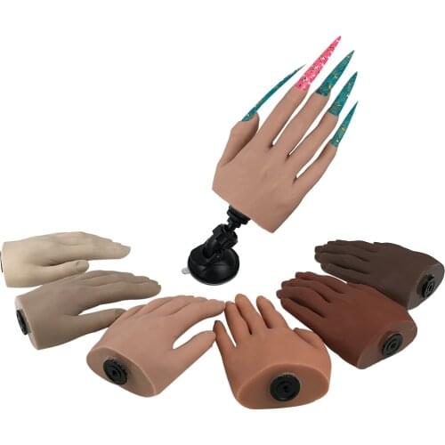 Nail Art Hands Professional Practice Hand Model Real Soft 360-degree Adjustable Simulation Silicone Hand
