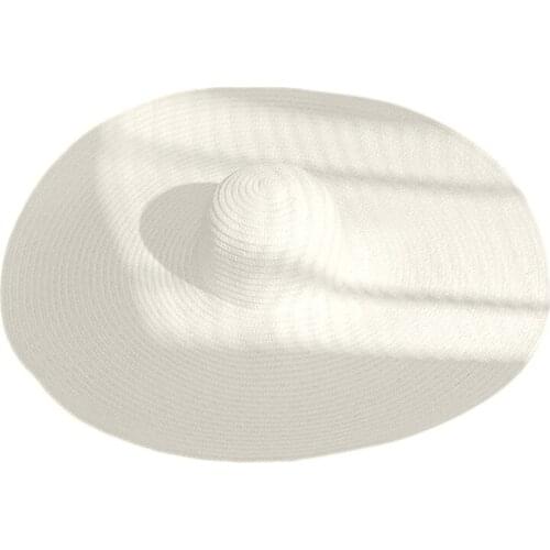Women Summer Wide Brim Oversized Sun Hat Solid Color UV Protection Foldable Sunscreen Floppy Large Straw Beach Cap