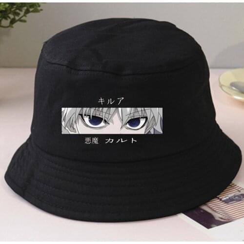 Women Hat Hunter X Hunter Bucket Cap Killua Zoldyck Devil Eye Print Anime Streetwear Fisherman Hat