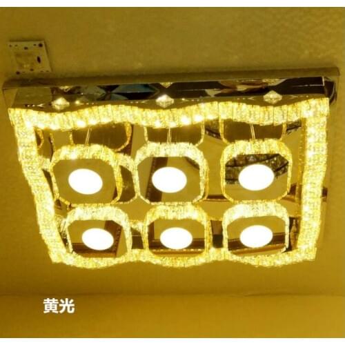 Crystal lamps living room lamp simple modern atmosphere home ceiling lamp rectangular hall bedroom lighting with remote control