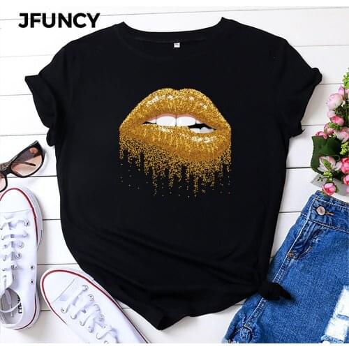 JFUNCY 100% Cotton Summer Women T Shirt O-neck Short Sleeve Tees Tops Plus Size S-5xl Casual Female T-shirts
