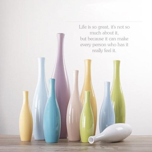 Modern minimalist Ceramic Vase colorful Small mouth handmade flower vases porcelain artwork home office decoration furnishings