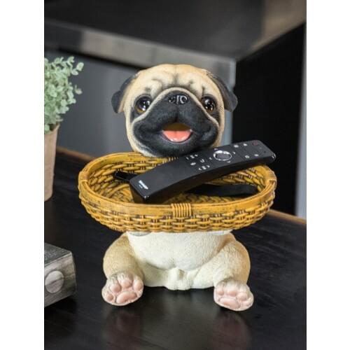 Piggy Bank Pug Dog Home Resin Crafts Ornaments Bulldog Money Cash Bank Key Coin Storage Box