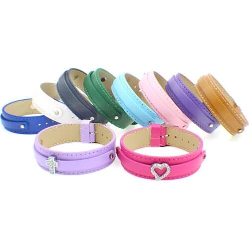 50PCS/lot 18x210mm DIY Copy Leather Bracelet Wristband with 8mm slide bar Fit For 8MM Slide Charms jewelrys making