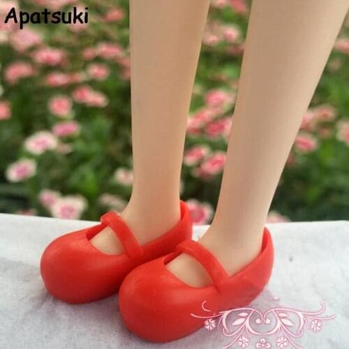 Red Mini Shoes For Blythe Dolls 1/6 Jelly Shoes For Licca Doll Flat Shoes For Momoko Fashion Shoes For 1/6 BJD Doll Accessories