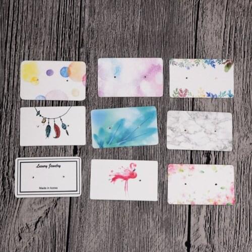 Hot Sale 100pcs/lot 3x5cm Paper Earrings Card Multi Designs Ear Studs Earring Display Packaging Card Rectangle Jewelry Cards