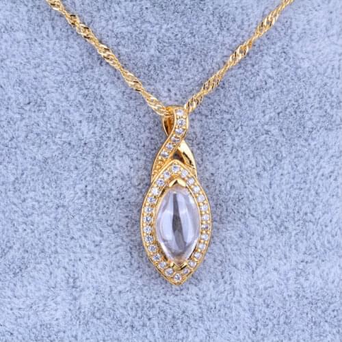 Love Monologue Aesthetic White imitation Opal Crystal Pendants Yellow Gold Color Necklace Pendants for Wedding Jewelry X0152