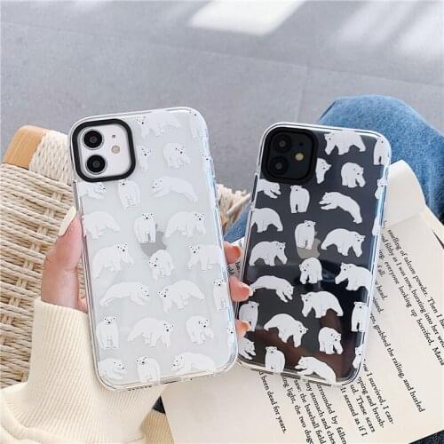 Cute Polar Bear Phone Case For iPhone 12 11 12Pro Max High TPU Animal Pattern Back Cover For iPhone 7 8 Plus X XR XS Max SE2020