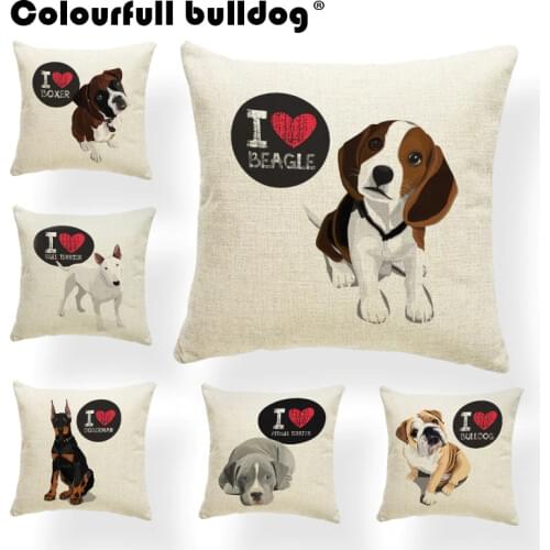 Cartoon Dog Cat Pillow Cushions Bulldog Beagle Boston Terrier Boxer Dog Throw Pillows Doberman Chihuahua Decor Polyester Blend