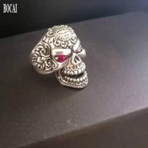 925 pure silver zircon skull ring for Man Thai silver handmade vintage orangutan domineering big ring S925 silver mans rings
