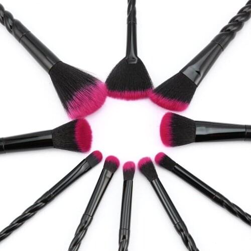 7/10PCS/SET Spiral Design Plastic Handle Beauty Makeup Brushes set Cosmetic Foundation Powder Blush Make Up Brush holder Tool