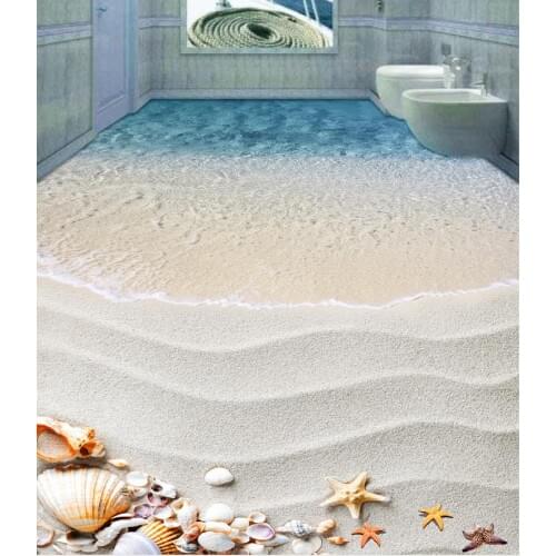 Beach Bathroom 3d wallpaper floor Photo wallpaper mural floor Custom Photo self-adhesive 3D floor Home Decoration