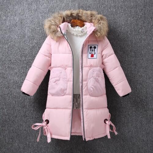 The new girl. Down jacket in the long section of the Chinese childrens thick fur collar removable cap down direct winter coat