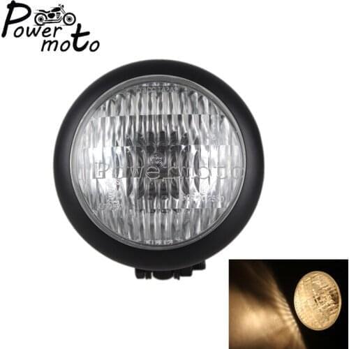 Black Motorcycle Front Headlight H4 4.5" Head Lamp High/Low Beam For Harley Cafe Racer Bobber Chopper Iron 883 Super Low