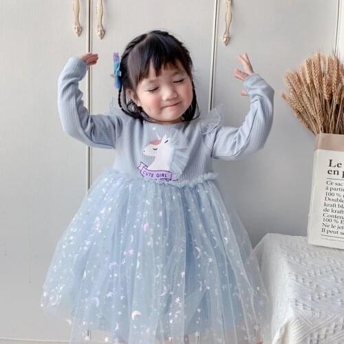 LZH Casual Girls Summer New Fashion Girls Childrens Dress Unicorn Rainbow Lace Clothes Flower Girls Sleeveless Sweet Dress 2-8Y