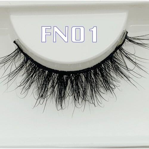 Rainsin 1 Pair 18mm FN Wispy Handmade Makeup False Eyelashes Fluffy Thick Cross 100% Mink Cruelty free Natural Mink Eyelashes