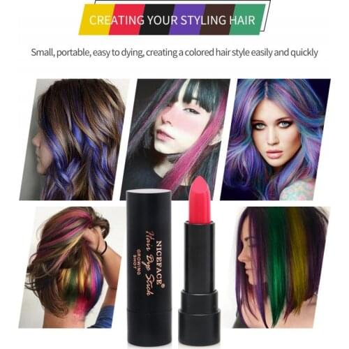NICEFACE Disposable Hair Multicolour Hair Dye Pen Long Lasting Without Fading Lipstick Shape Natural Hair Dye Paste