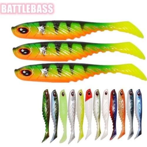 BATTLEBASS 2020 artificial worms soft t tail fishing shad 95mm 9.2g PVC Material Double Colors Fishing Lure soft plastic lure