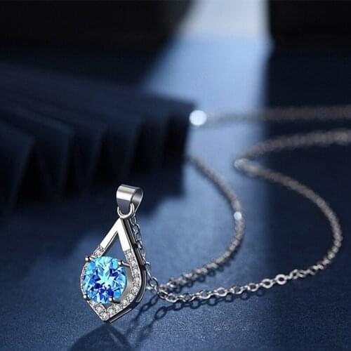 S925 Silver Water Drop Micro Diamond Pendant Necklace Women Fashion Jewelry for Party Wedding Banquet Anniversary