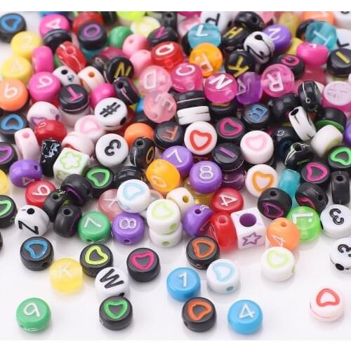 Mixed Square Acrylic Letter Beads Round Loose Heart Number Alphabet Beads For Jewelry Making DIY Charms Bracelets Accessories