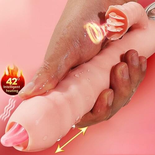 Rabbit Vibrator Telescopic Vibration Built-in Ball Rotation Heating G spot Dildo Vagina Clitori Massager Female Masturbator Toys