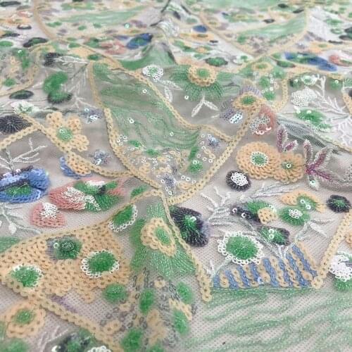 50cm*125cm Multicolor Embroidered Sequins Fabric Mesh Embroidery Cloth Rainbow Sequin Dress Fabric for DIY Handmade Materials