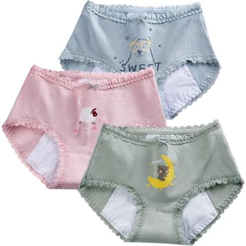 Leak proof Menstrual Period Panties Women Leakproof Cotton Physiological Underwear Ladies Cartoon menstruation briefs underpants