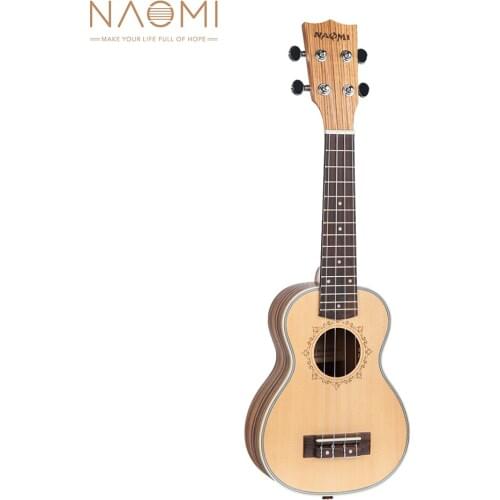 NAOMI 21 Inch Ukulele Spruce Topboard Okoume Headstock Ukeleles Musical Instrument Toy Guitar for Beginners Toddlers Kids