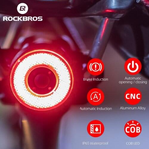ROCKBROS Bike Rear Light Smart Brake Sense IPx6 USB Bicycle Saddle Lamp MTB Flashlight Bike Accessories Q5 luz trasera bicicleta