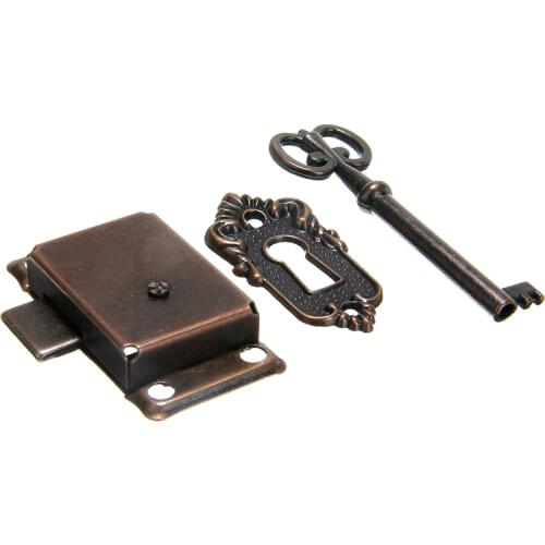 53*27mm Vintage Lock Cabinet Door Lock Set with Key for Drawer Wardrobe Furniture Drawer Lock Replacement