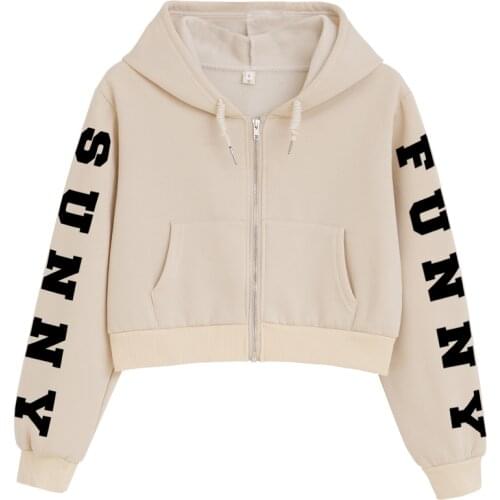 Y2k Clothes Zipper Hoodies Drawstring Sweatshirt Women Crop Jacket Casual Letter Long Sleeve Pocket Shirt Short Tops Ropa Mujer
