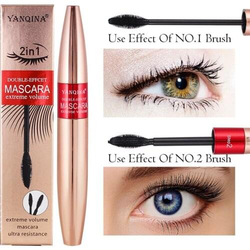 YANQINA 4D Silk Fiber Lash Mascara Waterproof Rimel Mascara For Eyelash Extension Black Thick Lengthening Eye Lashes Cosmetics