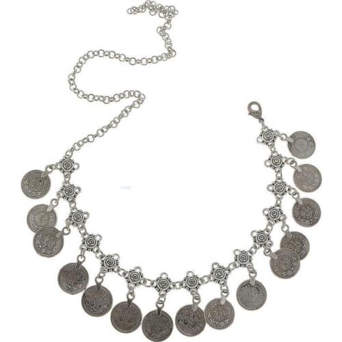 Hot Bohemian Coins Tassel Design Head Chain Antique Silver Color Headwear Headpiece Headband Fashion Women Hair Jewelry