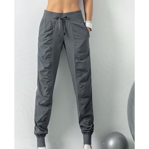 Women High Waist Solid Color Sweatpants Quick Dry Casual Drawstring Ankle-Tied Slim Trousers Women Running Sport Joggers Pants